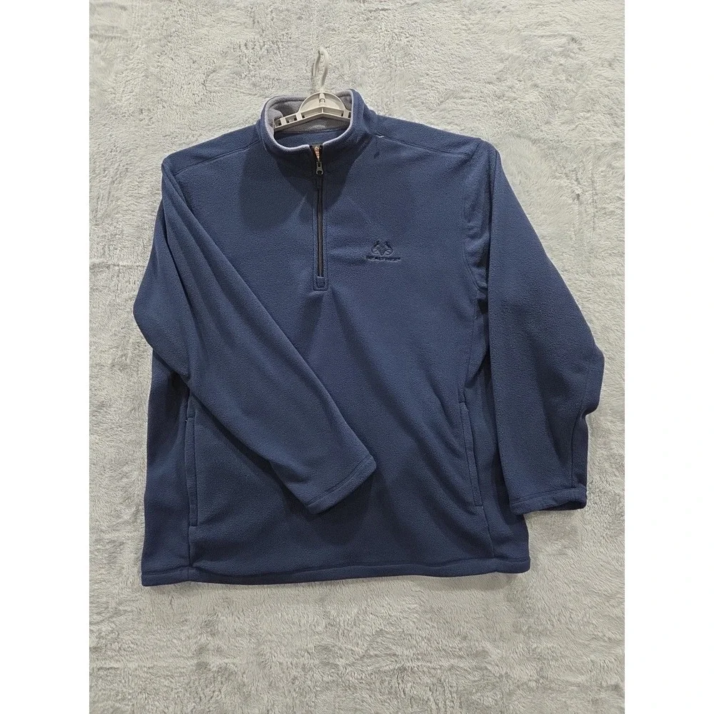 REALTREE MENS POLAR FLEECE 1/4 ZIP DARK NAVY PULLOVER JACKET ZIP POCKETS SZ XXL